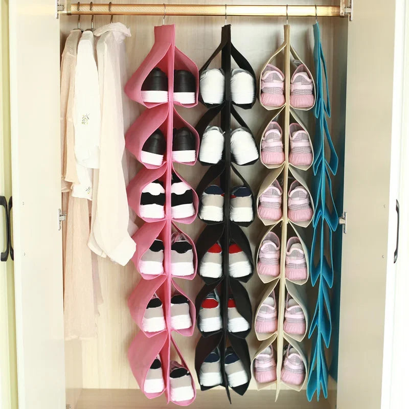 Hanging Shoe Organizer Bag – Multi-Layer Foldable Wardrobe Storage