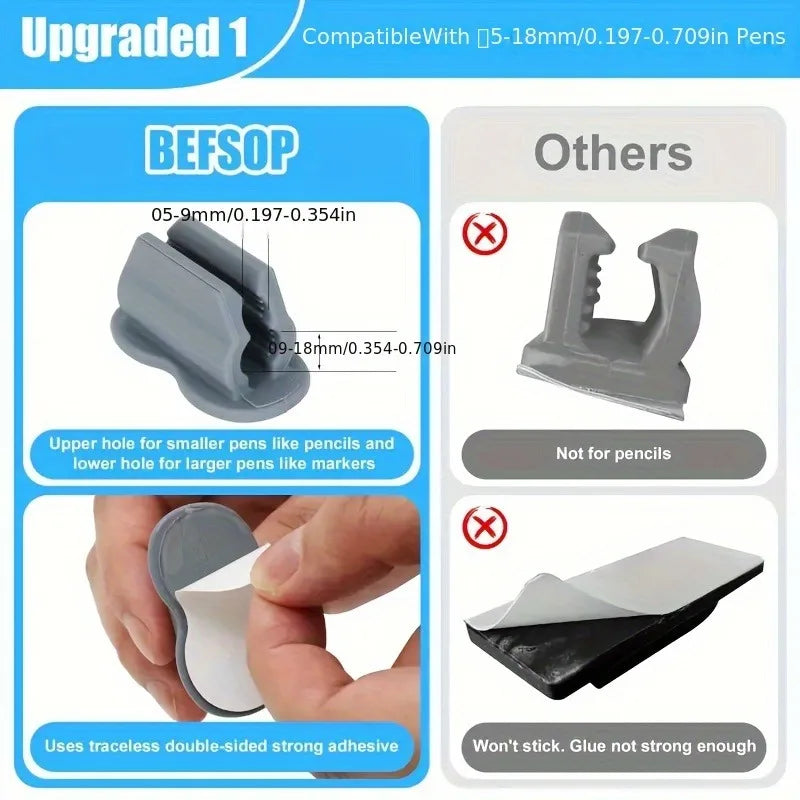 Silicone Adhesive Pen Holders for Desk & Wall – 1/2 Pack