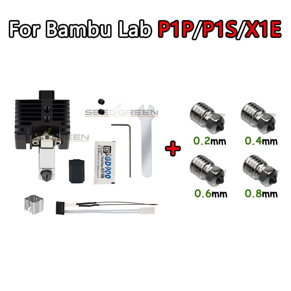 Sprouture Lab Hardened Brass Hotend Nozzle for Bambu Lab P1P P1S X1