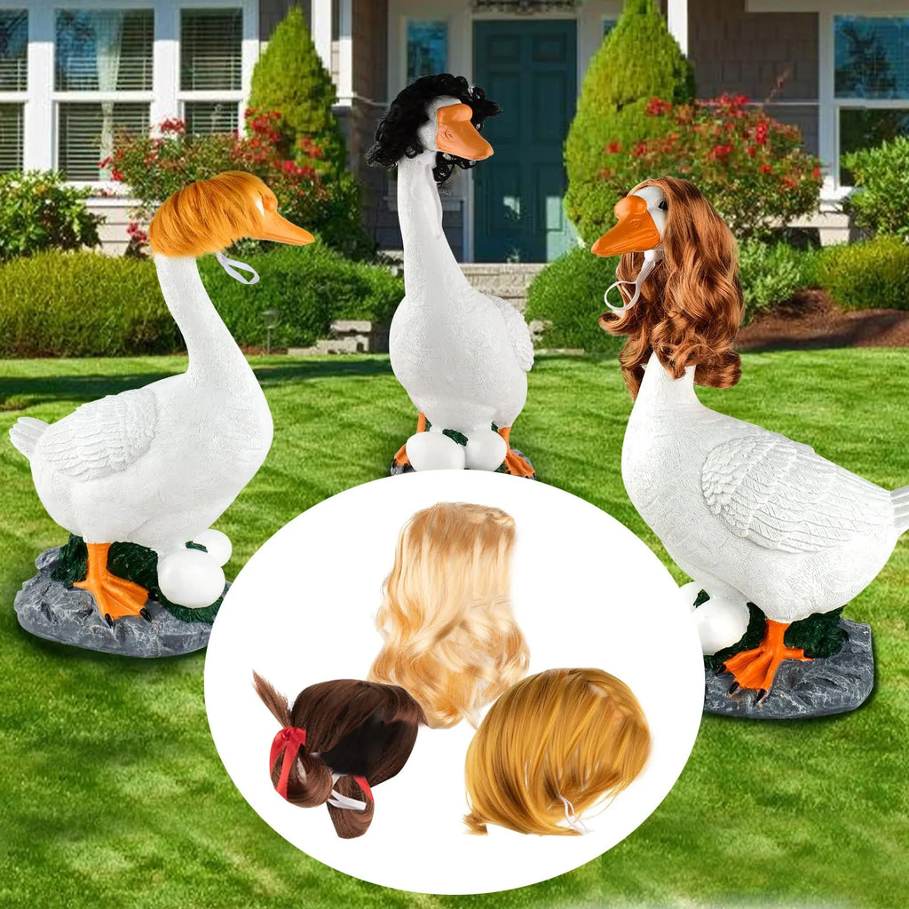 3-Pack Crocheted Goose Wig Costume Set – Porch Décor Accessory