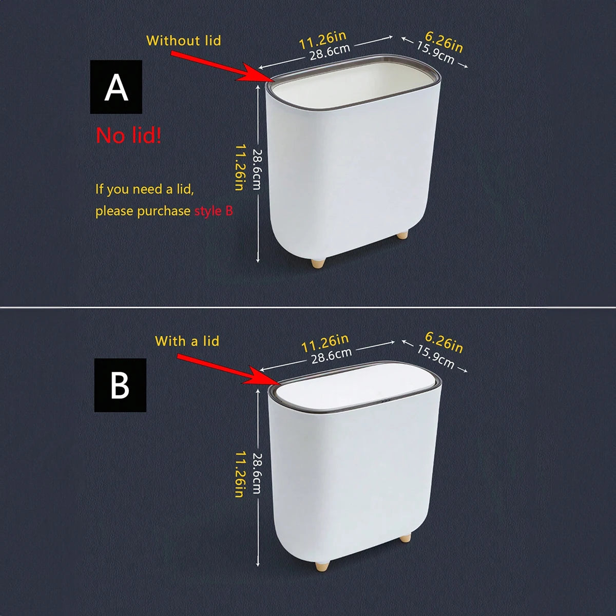 Narrow Trash Can Press Swing Lid – 18L Small Space Waste Bin