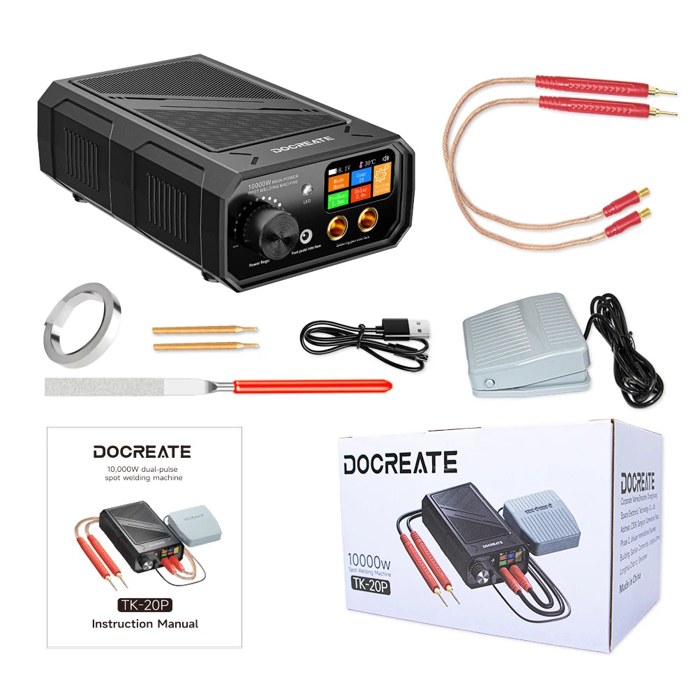 TK-20P 10000W Dual Pulse Portable Spot Welder – LCD & Foot Pedal