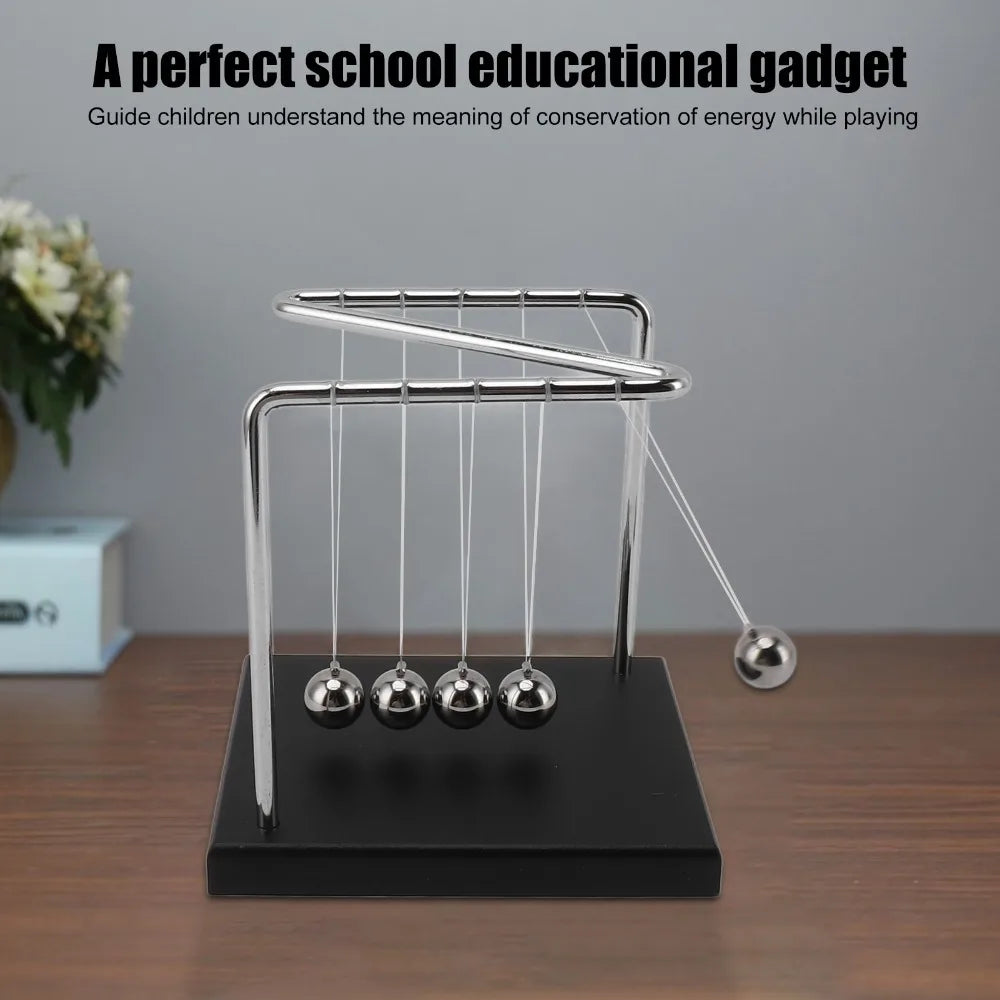 Newton's Pendulum Ball – Stainless Steel & Wood Desktop Decor