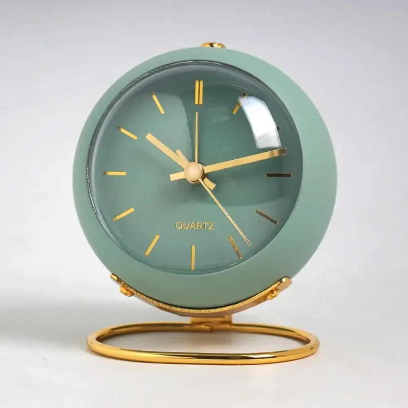 Nordic Minimalist Desk Alarm Clock – Silent Luminous Quartz