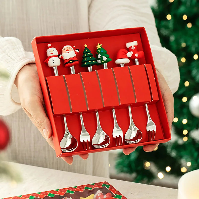 Christmas Stainless Steel Fork & Spoon Set – Festive Gift