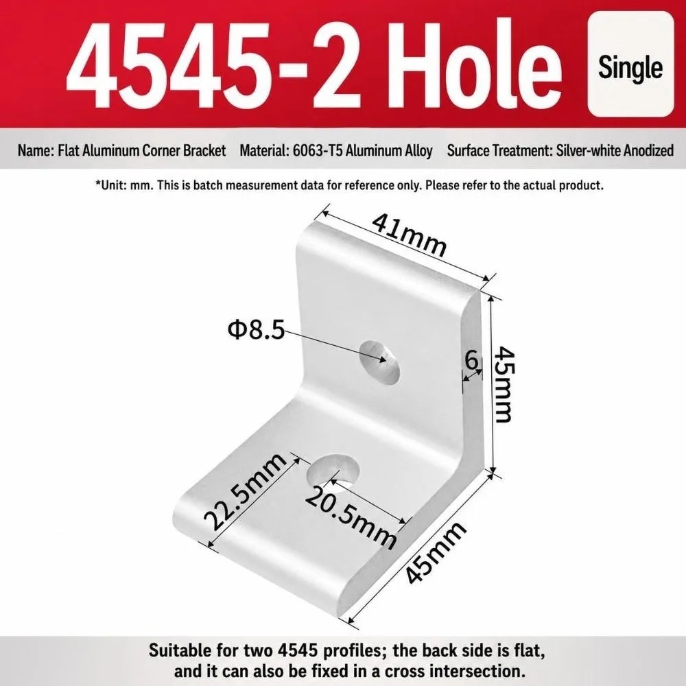90° Aluminum Angle Bracket Flat Right Angle Connector Alloy