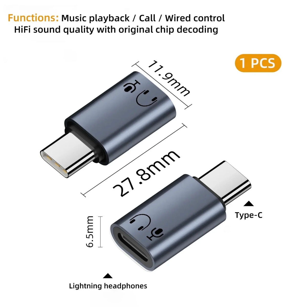 USB-C to 8-Pin Audio Adapter for iPhone 15 16 iPad MacBook