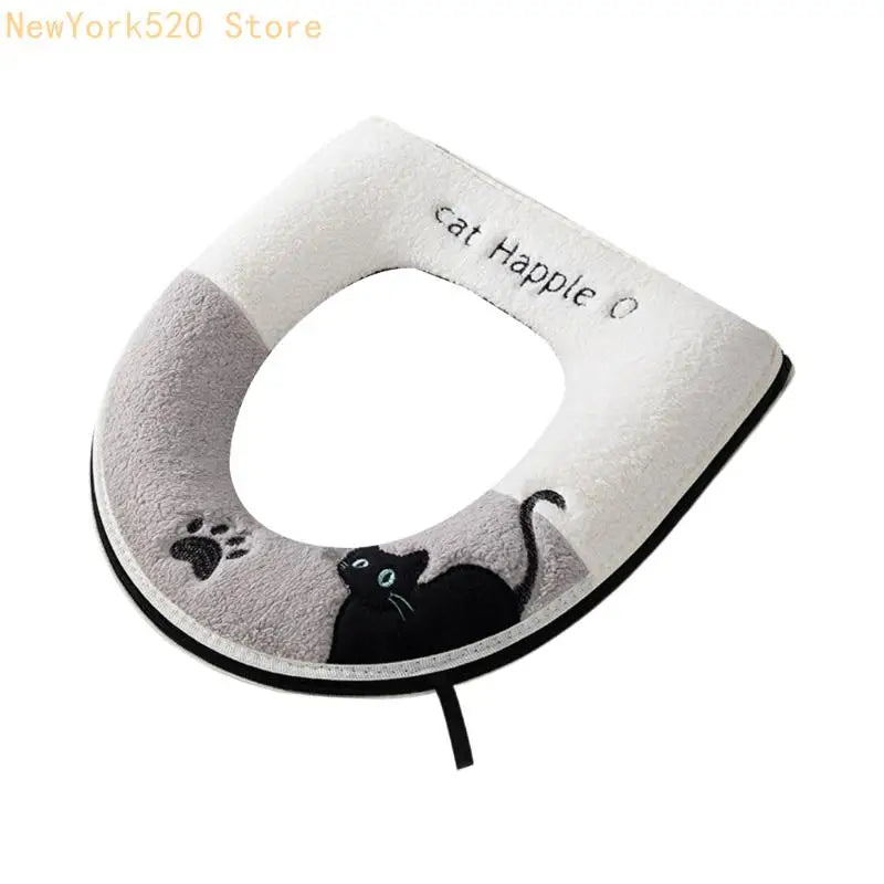 Warm Flannel Toilet Seat Cushion – Plush Non-Slip Cover Pad