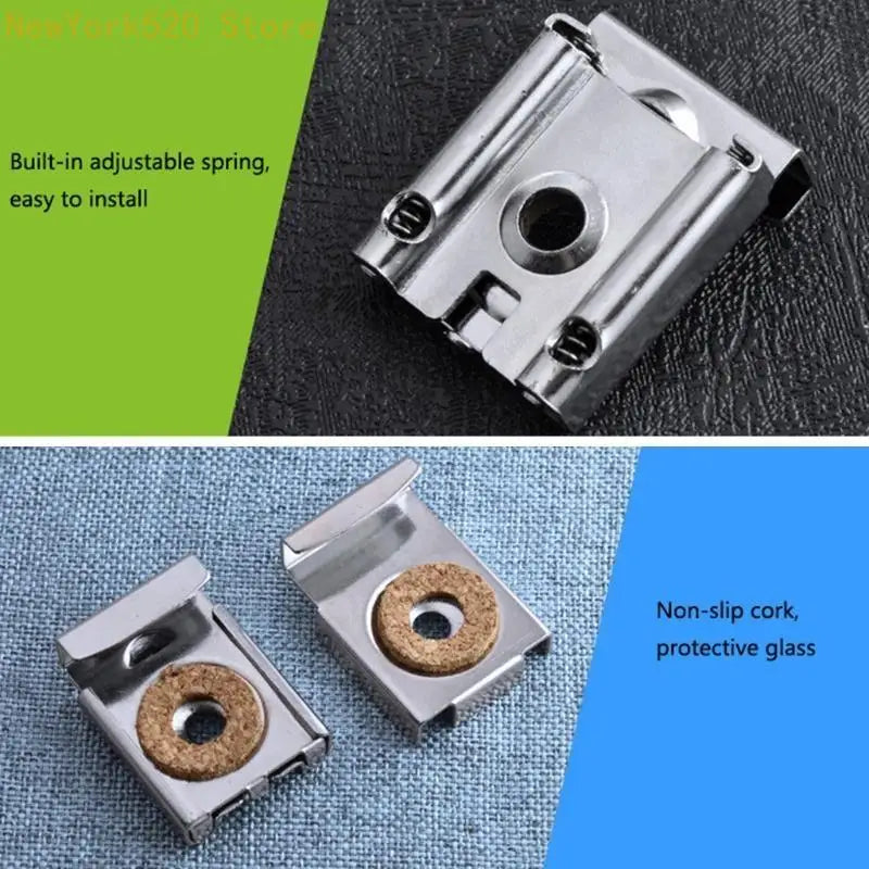 4-Pack Adjustable Mirror Mounting Clips – Glass Shelf Support