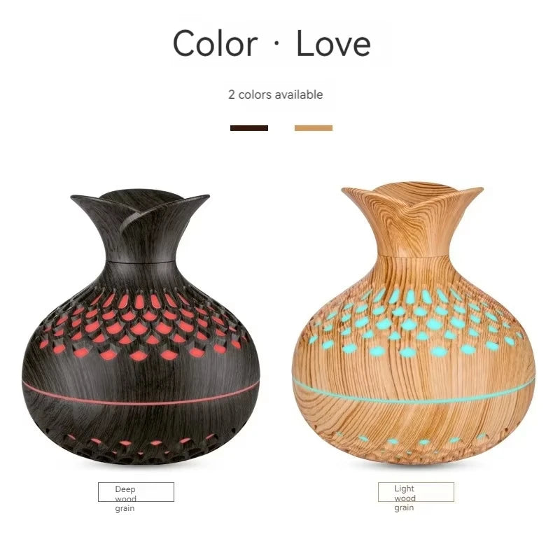 Wood Grain Mini USB Ultrasonic Humidifier & Aroma Diffuser 300ml