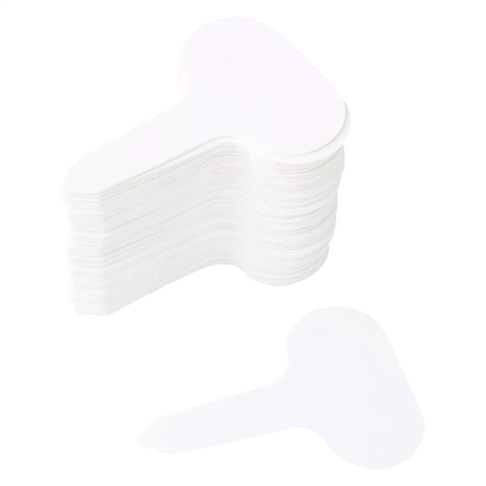 100-Pack White T-Shape Plastic Plant Labels 5x7cm Waterproof