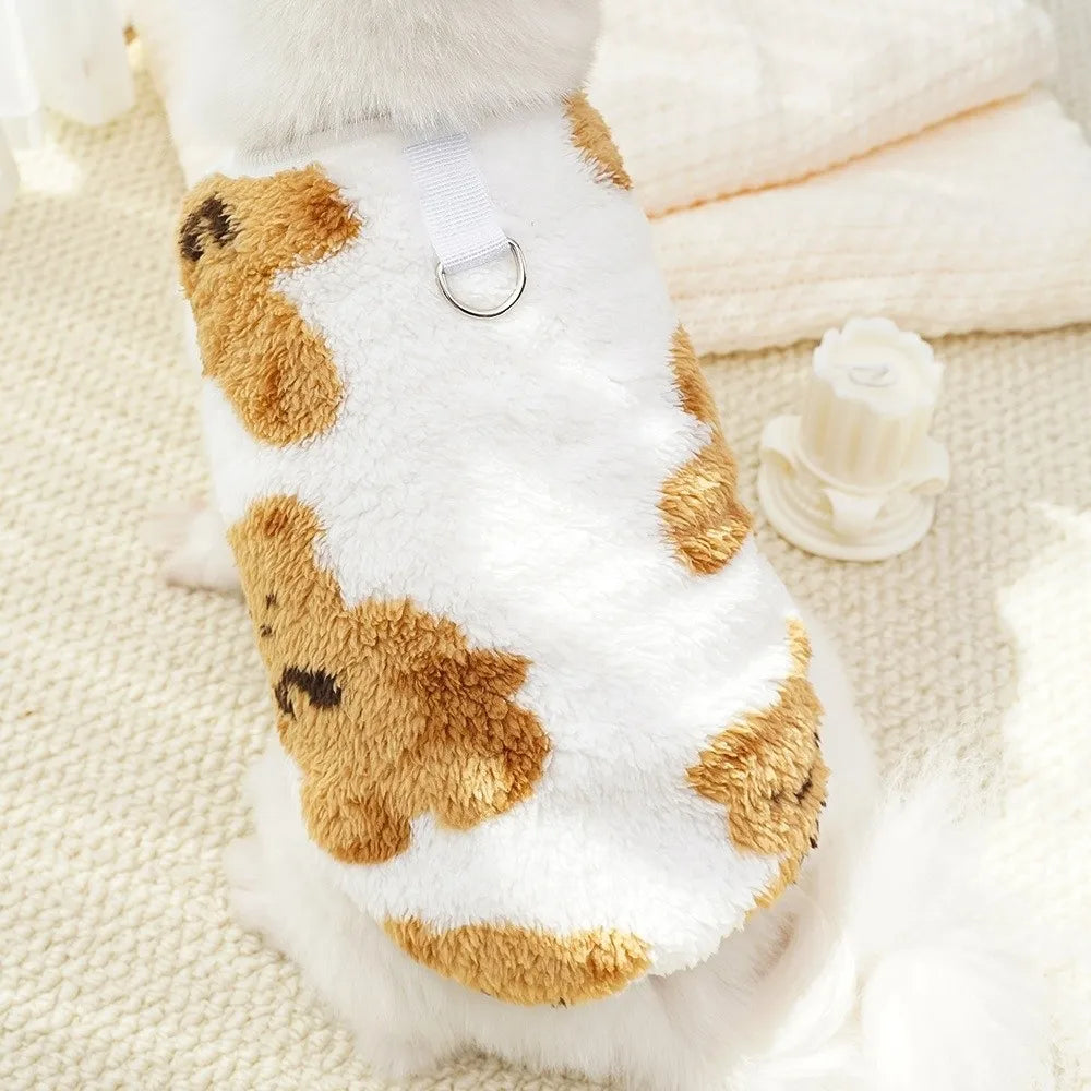 Winter Fleece Dog Vest Bear Pattern XS–9XL | Pet Sweater