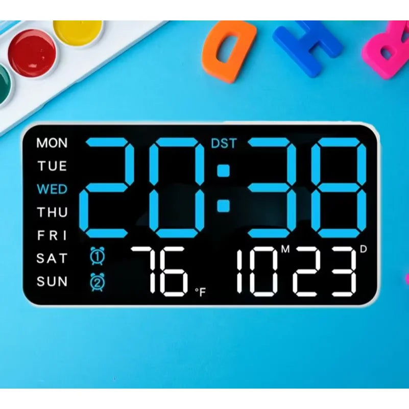 VIBE Giant LED Digital Wall Clock – Time, Temp, Date & Alarm