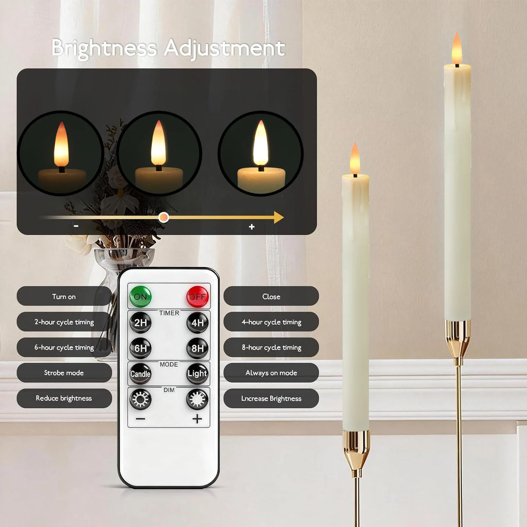 Flameless LED Taper Candles 6/12 Pack with Remote & Timer