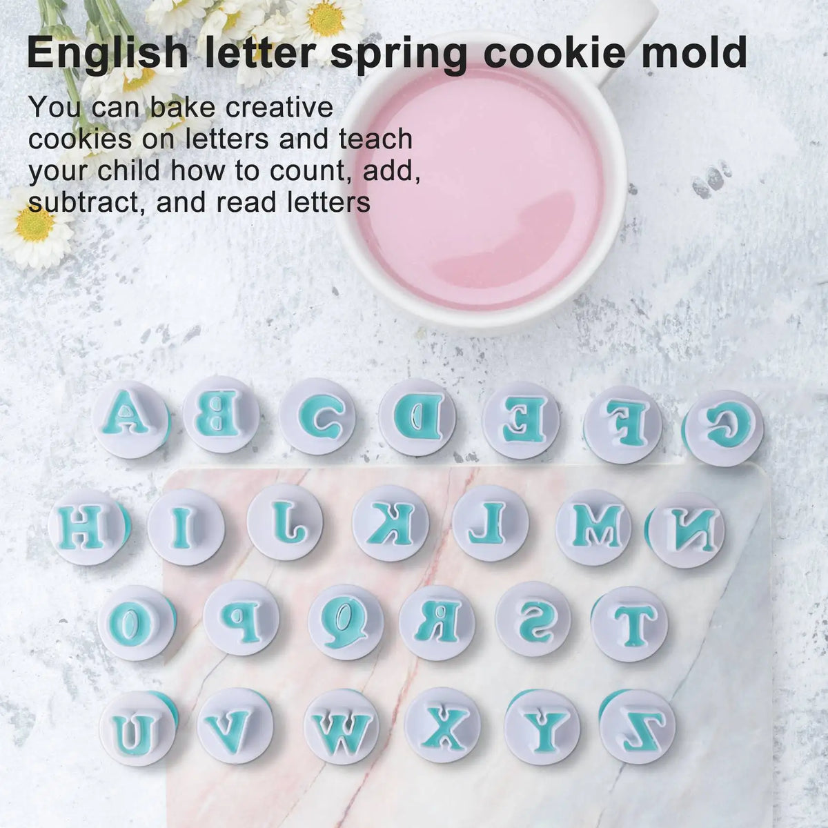 62-Pc Alphabet & Number Fondant Cookie Cutter Mold Set