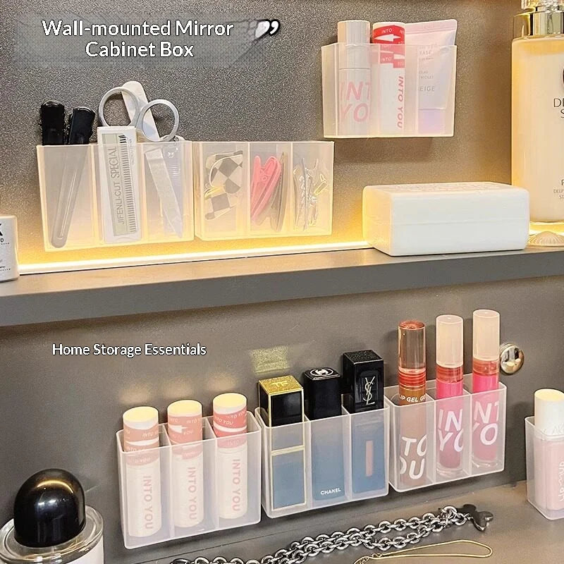 3-Grid Wall Mounted Makeup Organizer – Punch-Free & Clear