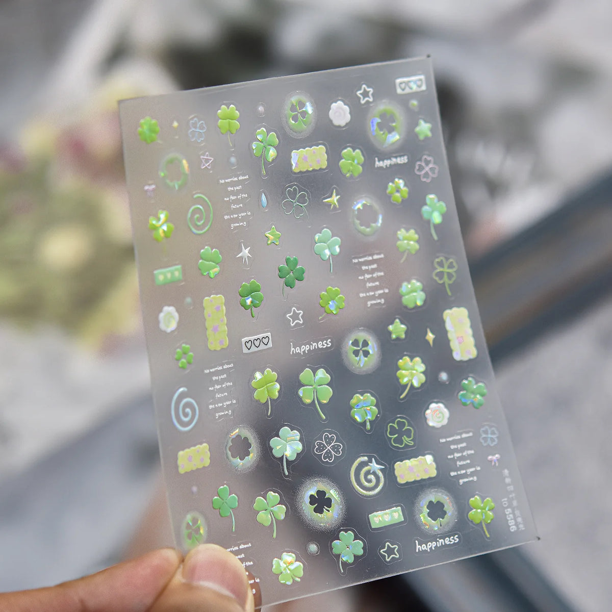 Lucky Clover Spring Flower Shining Self-Adhesive Nail Art Stickers