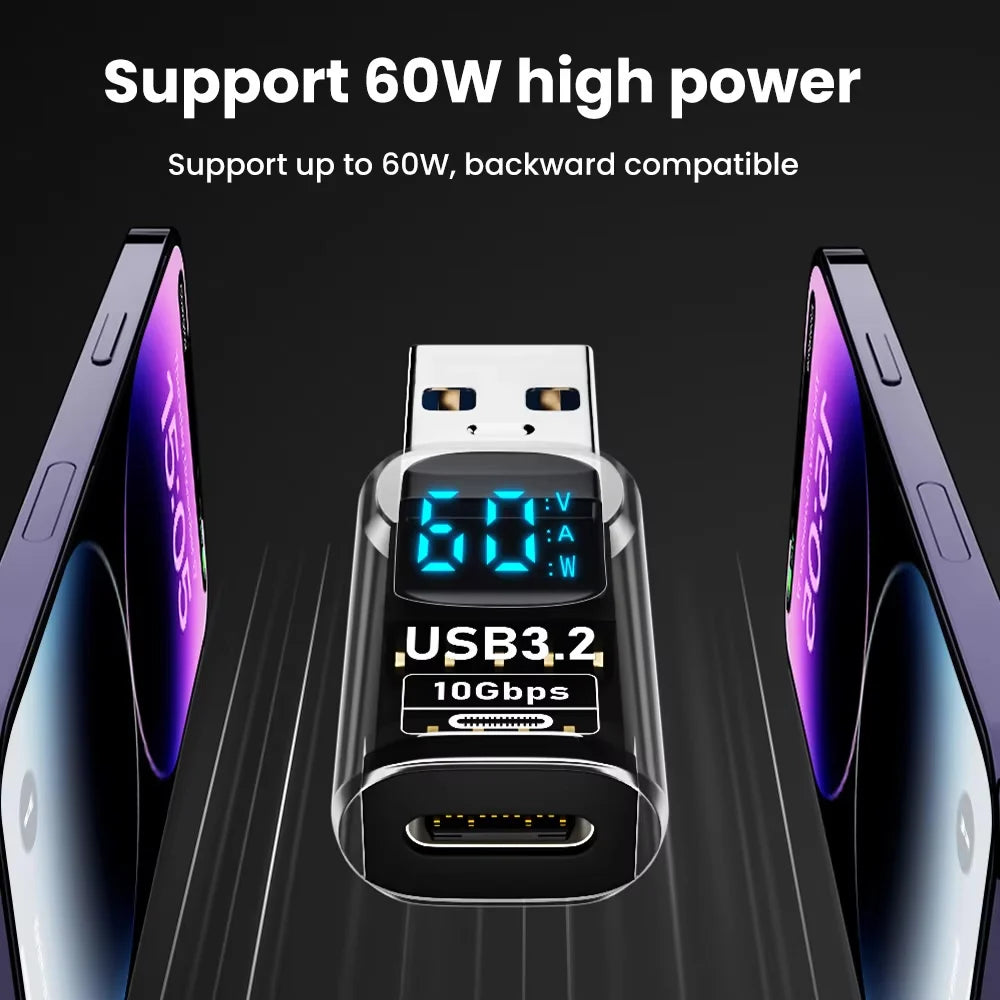 USB 3.2 Digital Display Adapter 10Gbps USB-A to USB-C Converter