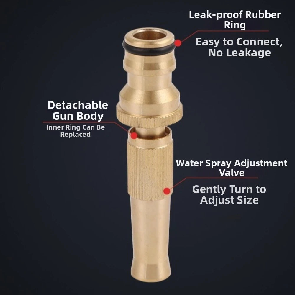 Brass Garden Hose Spray Nozzle – High Pressure Adjustable Flow
