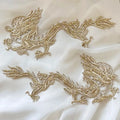 Chinese Dragon Embroidered Sequin Patch Gold Appliqué 2-Pack