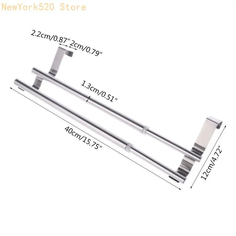 Extendable Over-Door Towel Rack Nonslip Hook – Stainless Steel