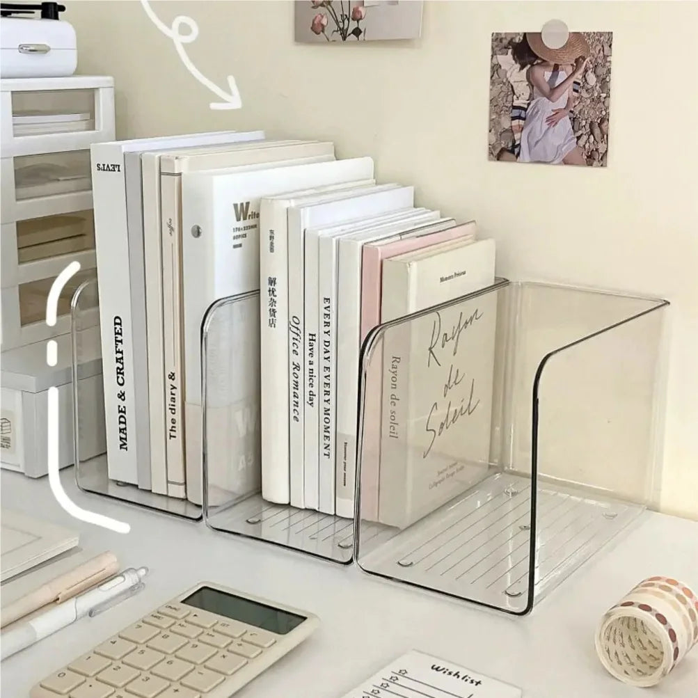 Transparent Acrylic U-Shaped Book Stand Desk Organizer