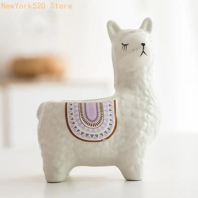 Ceramic Alpaca Flower Pot for Succulents & Small Plants
