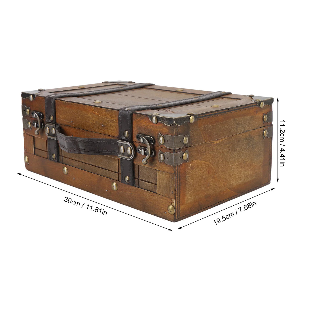Vintage Wooden Treasure Chest – Jewelry & Storage Trunk