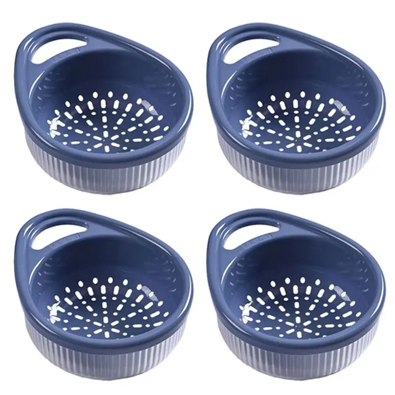 Double-Layer Drain Basket Set – Fruit & Vegetable Colander 4 Pack