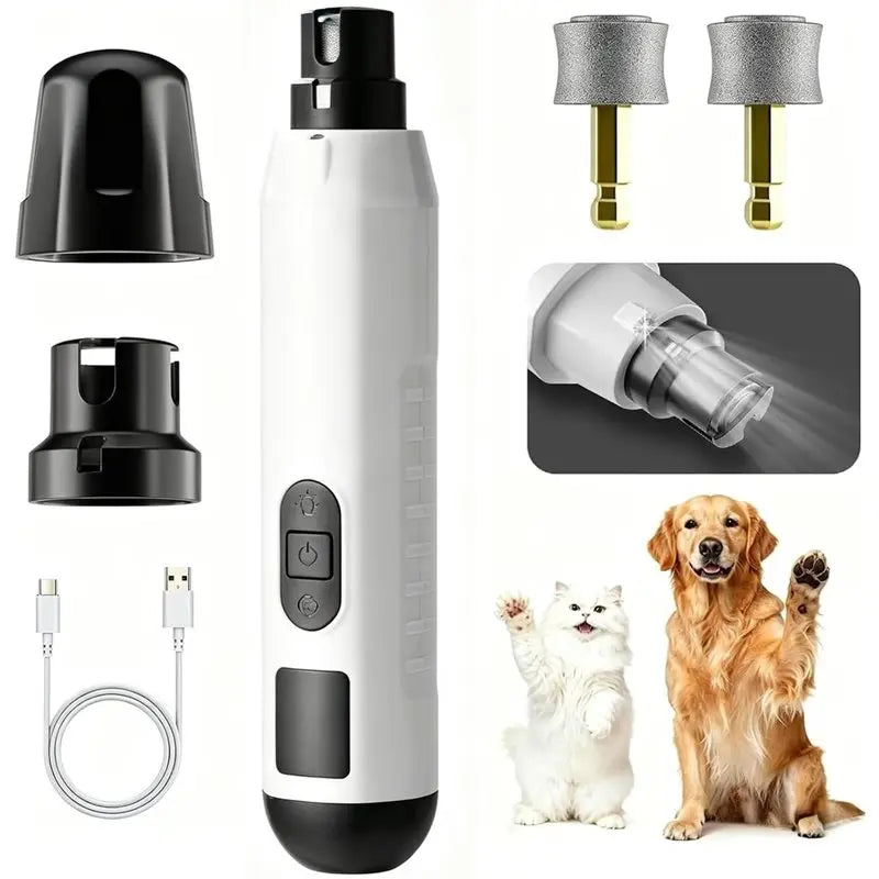 Quiet Pet Nail Grinder LED Light 5-Speed USB Rechargeable