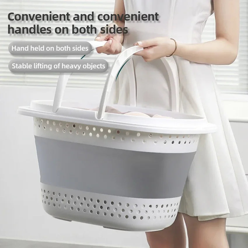 Collapsible Pop-Up Laundry Basket – Large Foldable Plastic Bin