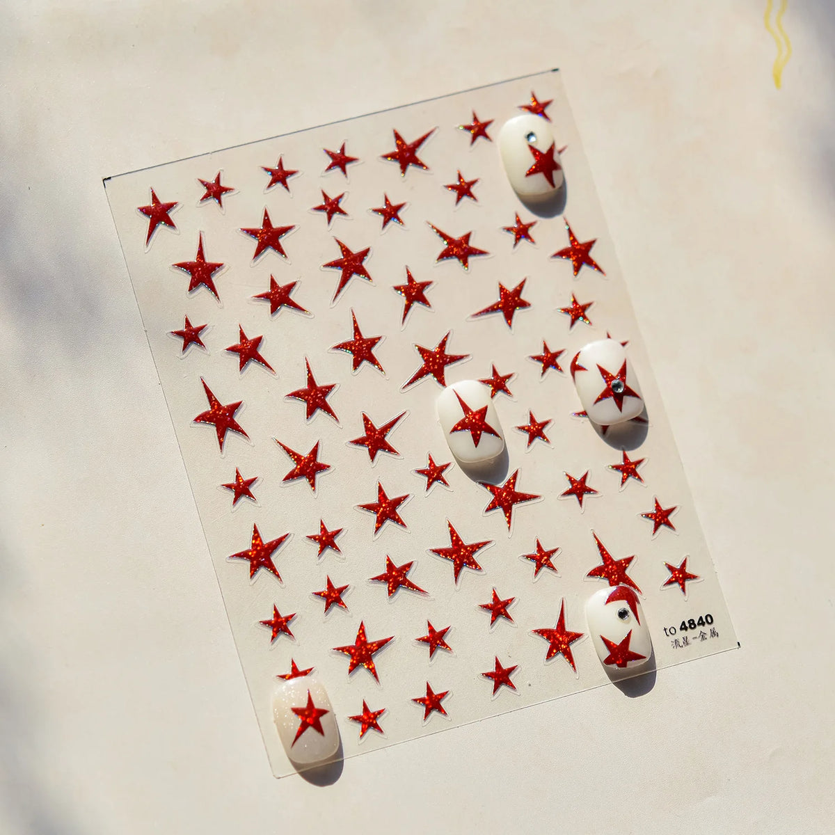 5D Star Nail Stickers – Gold Silver Laser Self-Adhesive Decals