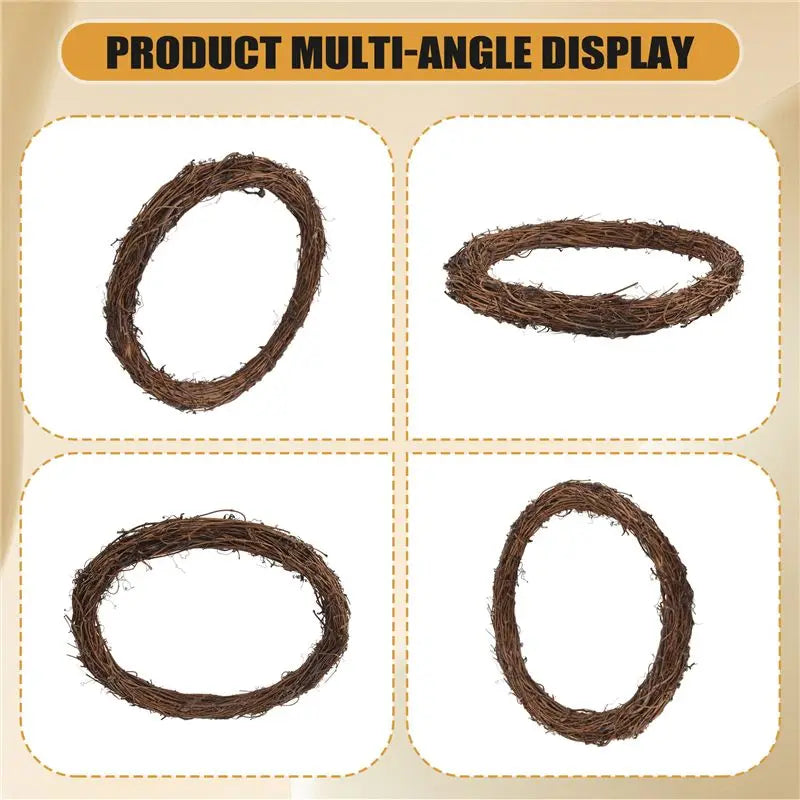 2-Pack 14" Grapevine Rattan Wreaths – DIY Christmas & Wedding