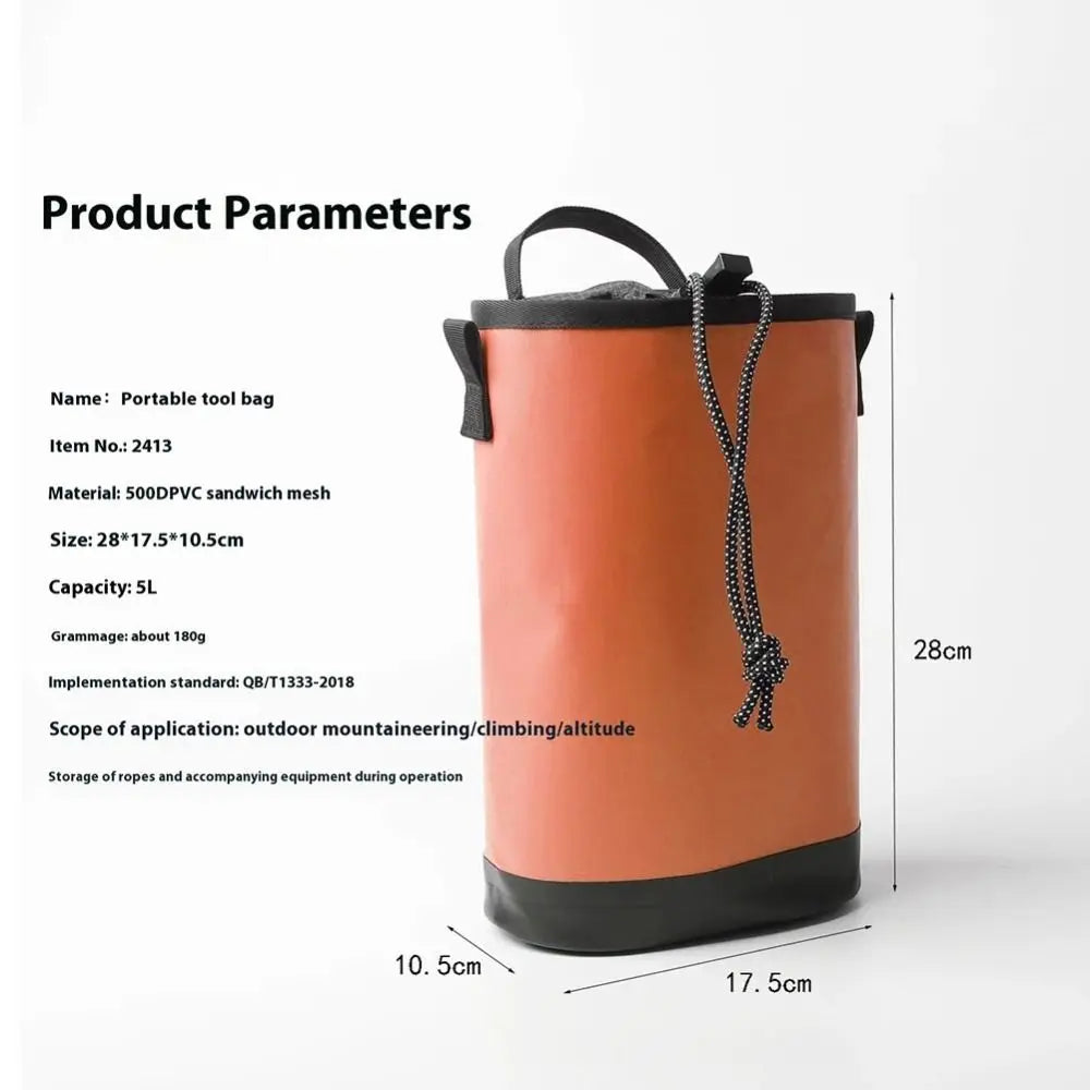 500D PVC Mesh 5L Waist Tool Bag | Wear-Resistant Hanging Loop
