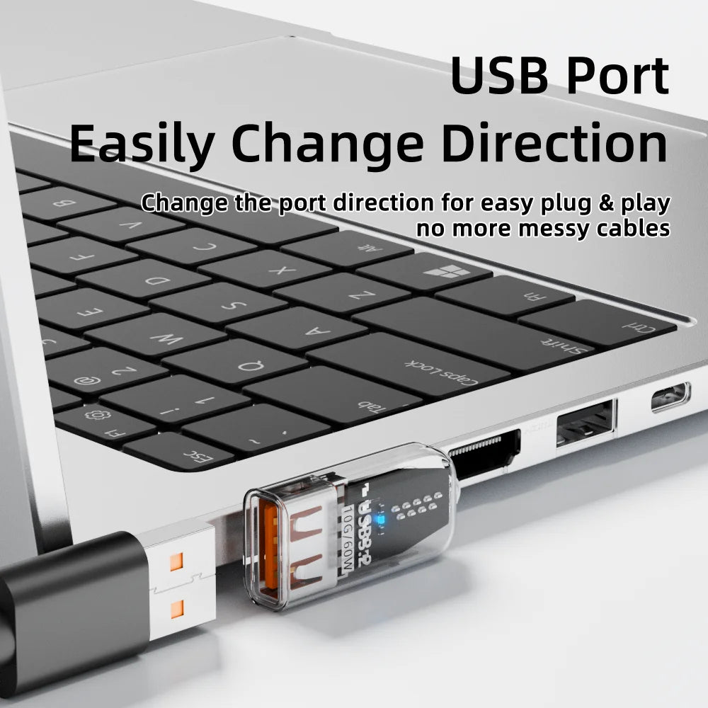 USB 3.2 Right Angle Adapter 10Gbps 60W Fast Charging OTG