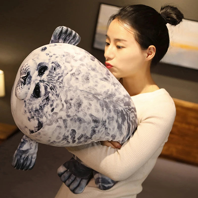 Angry Blob Seal Plush Pillow – Chubby 3D Stuffed Animal Toy