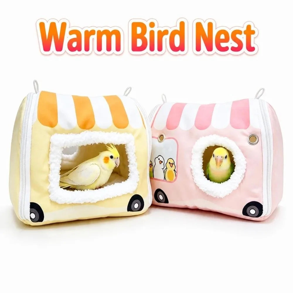 Fleece-Lined Parrot Hanging Nest Hut – Warm Bird Sleeping Tent