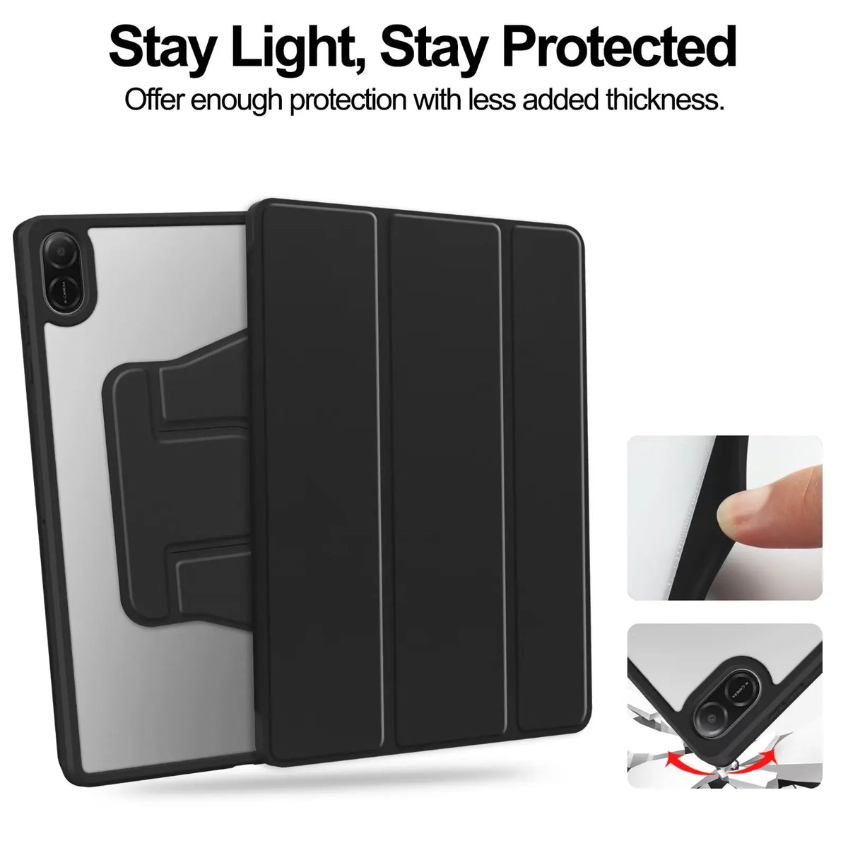 Honor Pad X8a X8b 11" Case – Tri-Fold, Pen Slot, 360° Stand