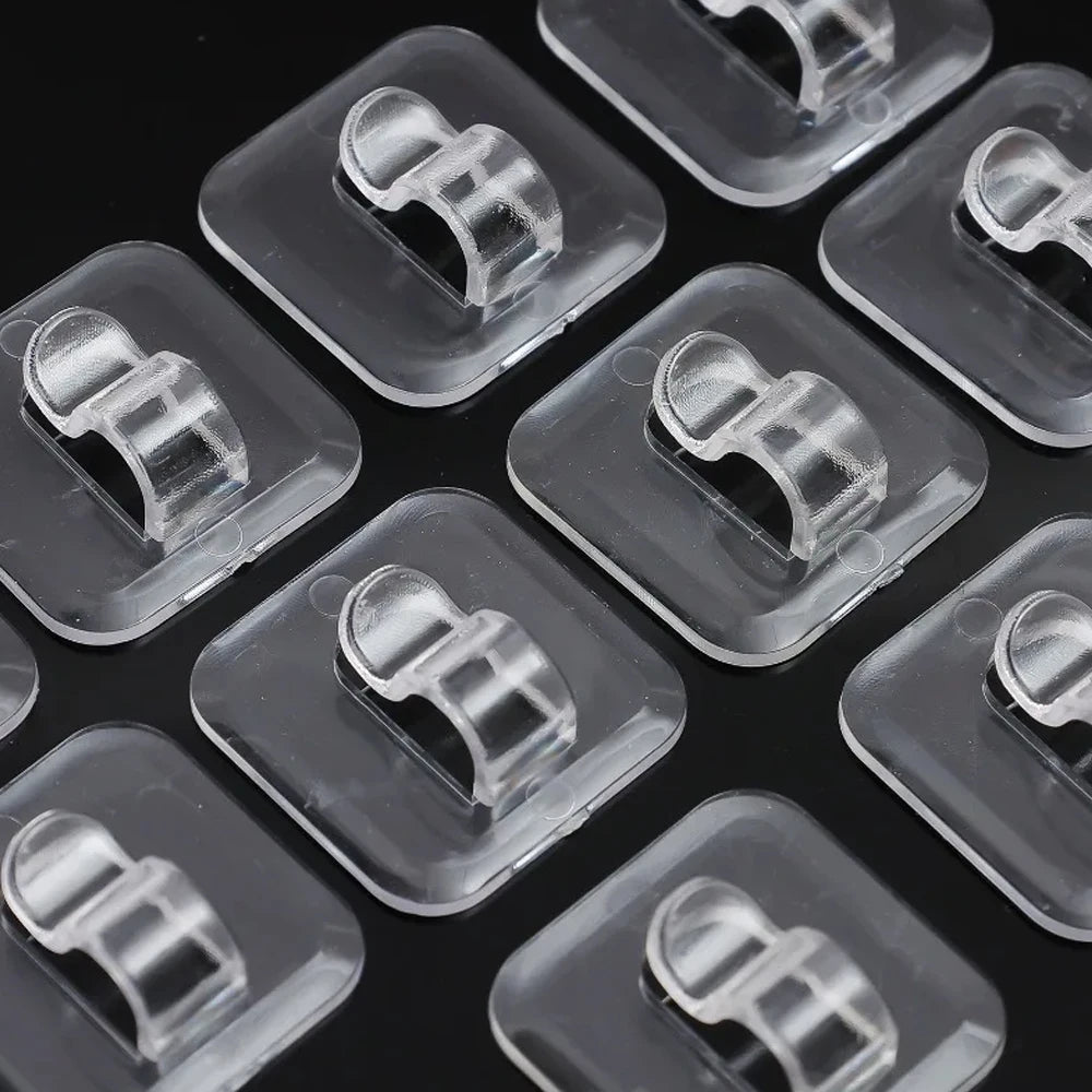 Self Adhesive Cable Hooks – Clear Wall Clips for String Lights