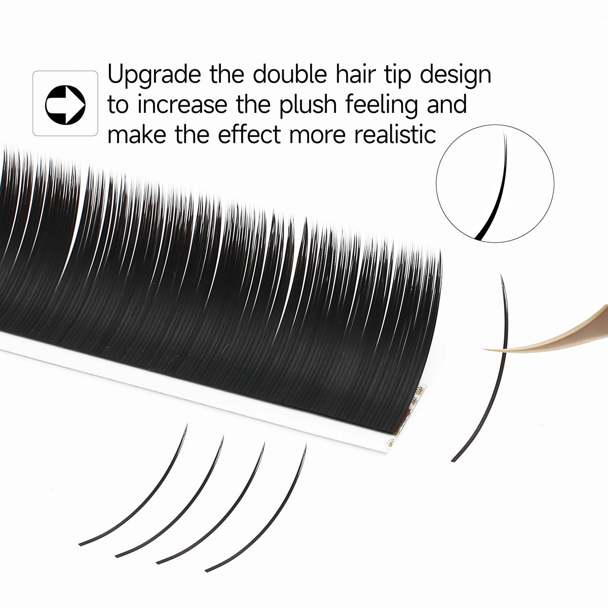 XIUSUZAKI Flat Ellipse Lash Extensions – Matte Black Split Tips