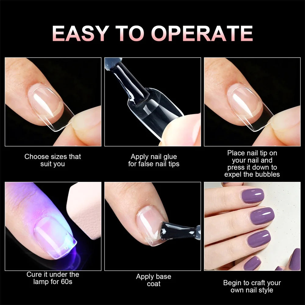 Kids Press-On Nails Kit – Clear Full Cover Fake Nail Tips