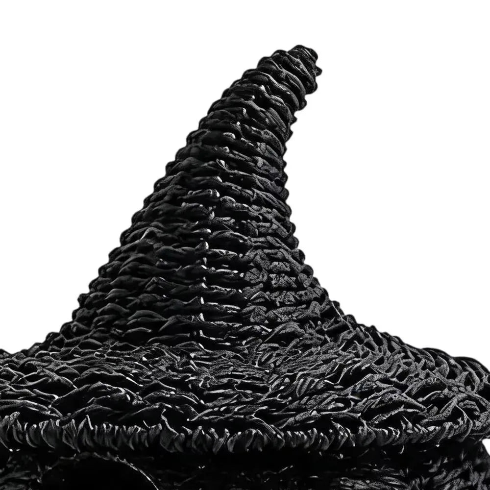Halloween Woven Seagrass Pumpkin Basket | Witch Hat & LED