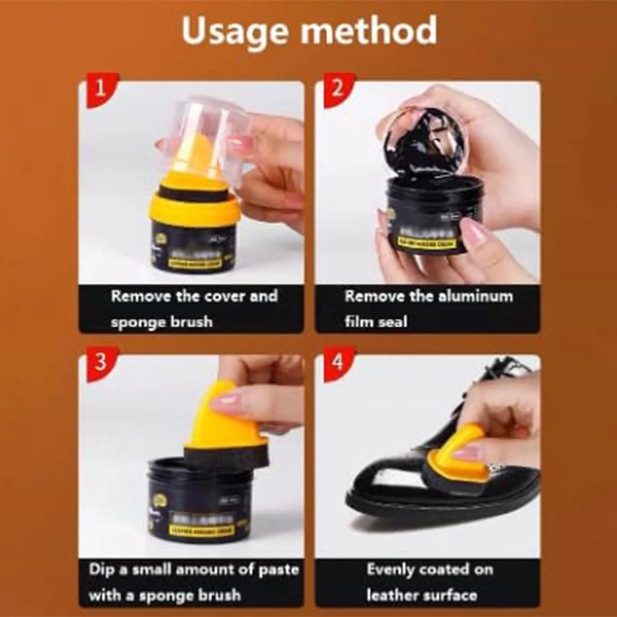 Leather Shoe Cream with Sponge Brush – Polish & Protect 50ml