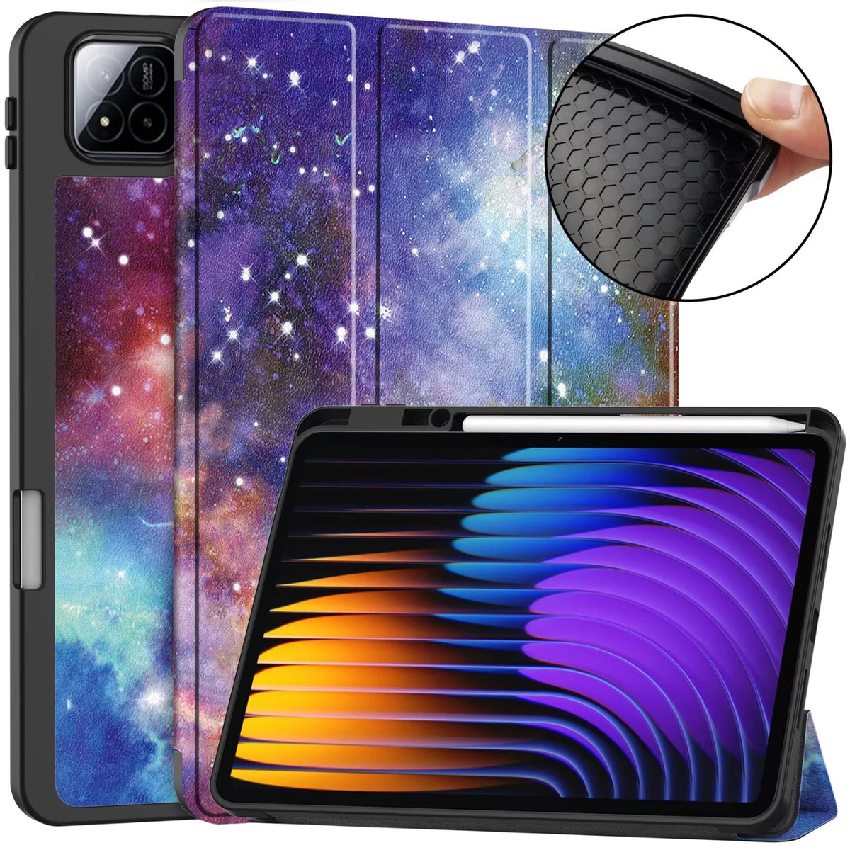 Tri-Fold PU Leather Case for Xiaomi Pad 7 / Pad 7 Pro + Pen Slot