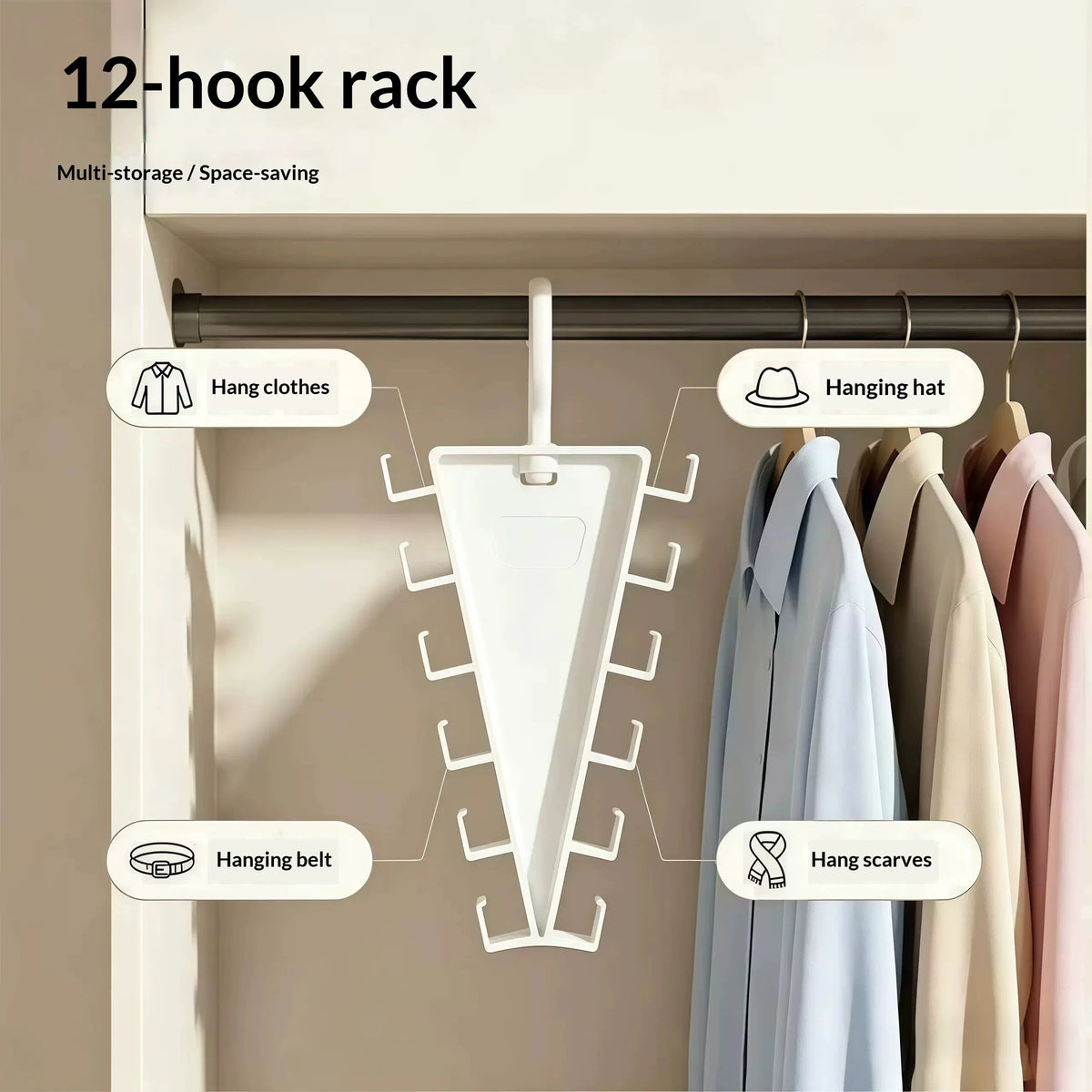 V-Shape 12-Hook Closet Hanger – Space-Saving Wardrobe Organizer