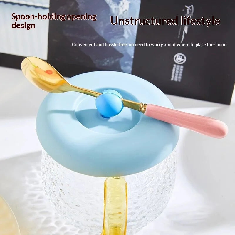 Silicone Cup Lid with Spoon Holder – Reusable Mug Cover