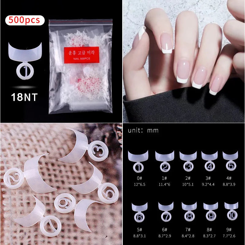500pcs French Acrylic Nail Tips – Coffin Stiletto Full/Half Cover