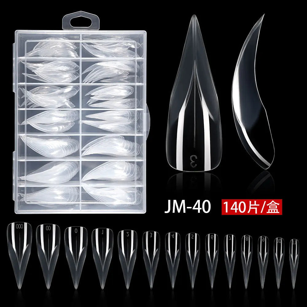 140Pcs Clear Stiletto Nail Tips – Eagle & Cat Claw Forms