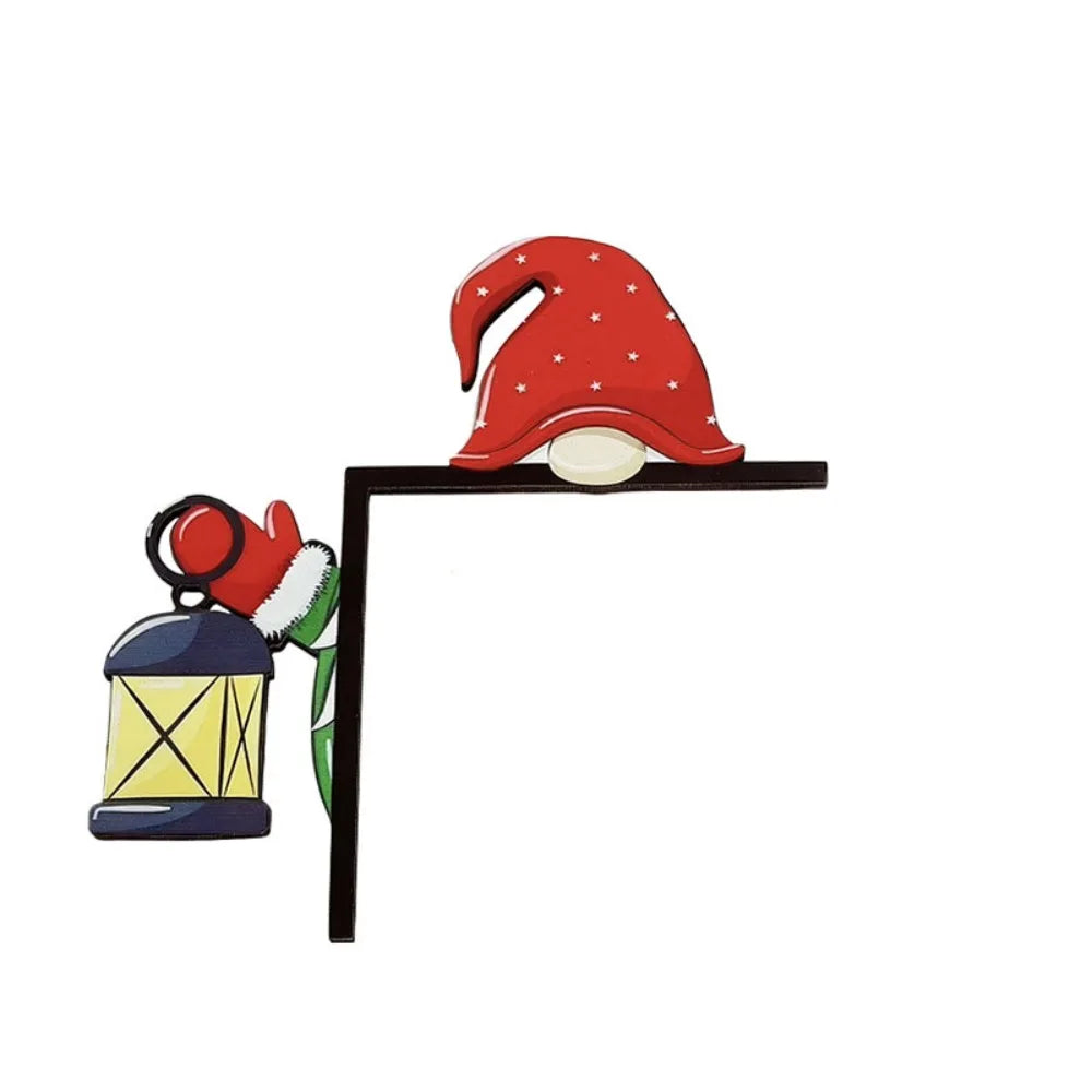 Wooden Christmas Corner Sign – Elk Snowman Santa Door Decor