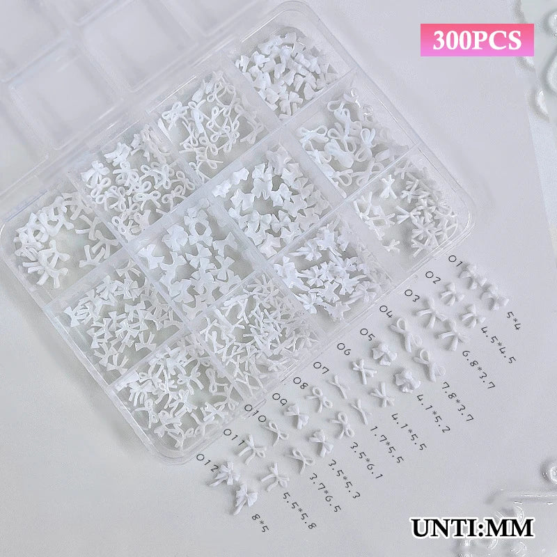 12-Grid Resin Bowknot Nail Art Charms DIY Manicure Gems Set